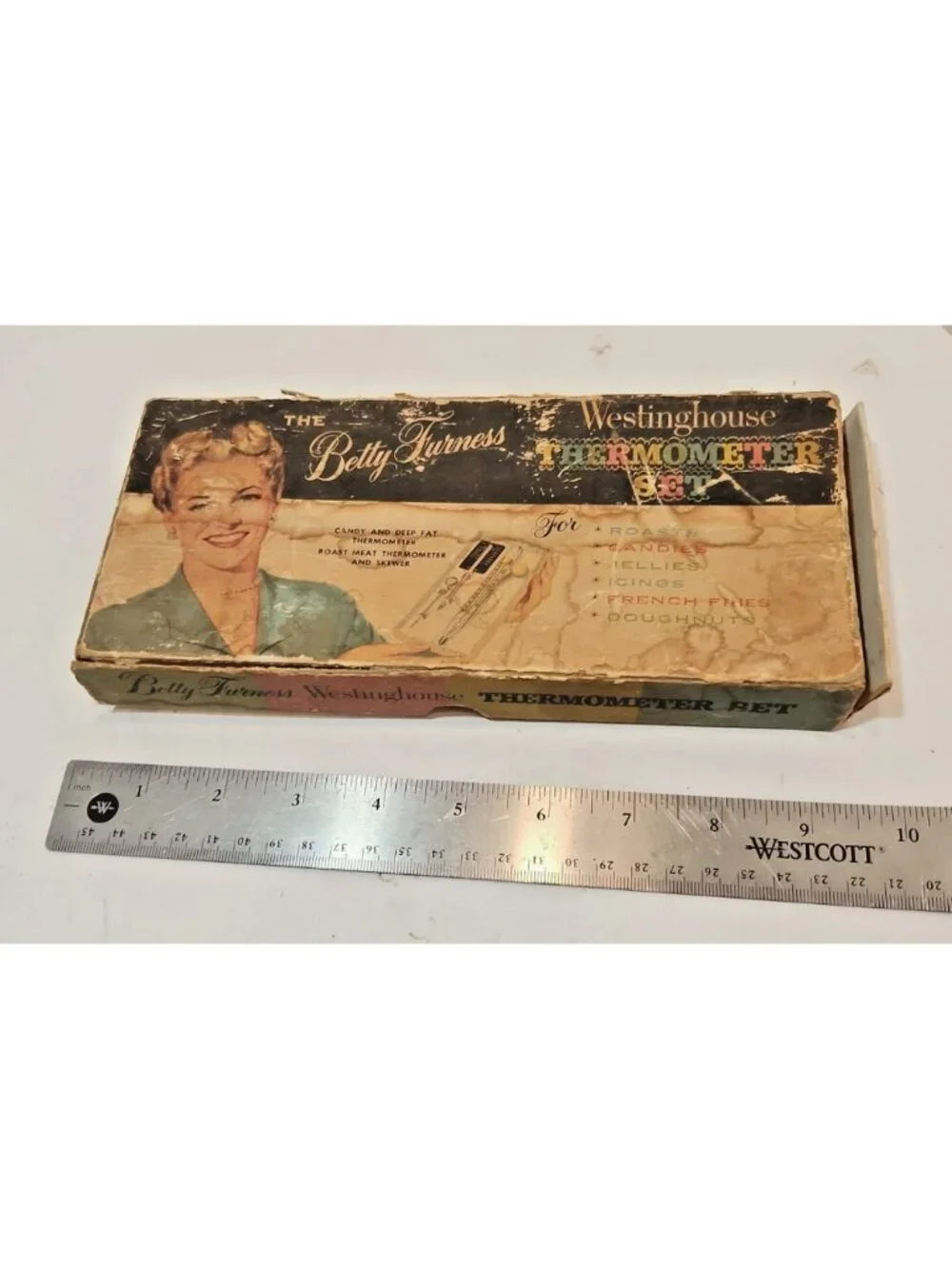 Vintage 1950's Westinghouse Betty Furnes Thermometer Set With Original Box